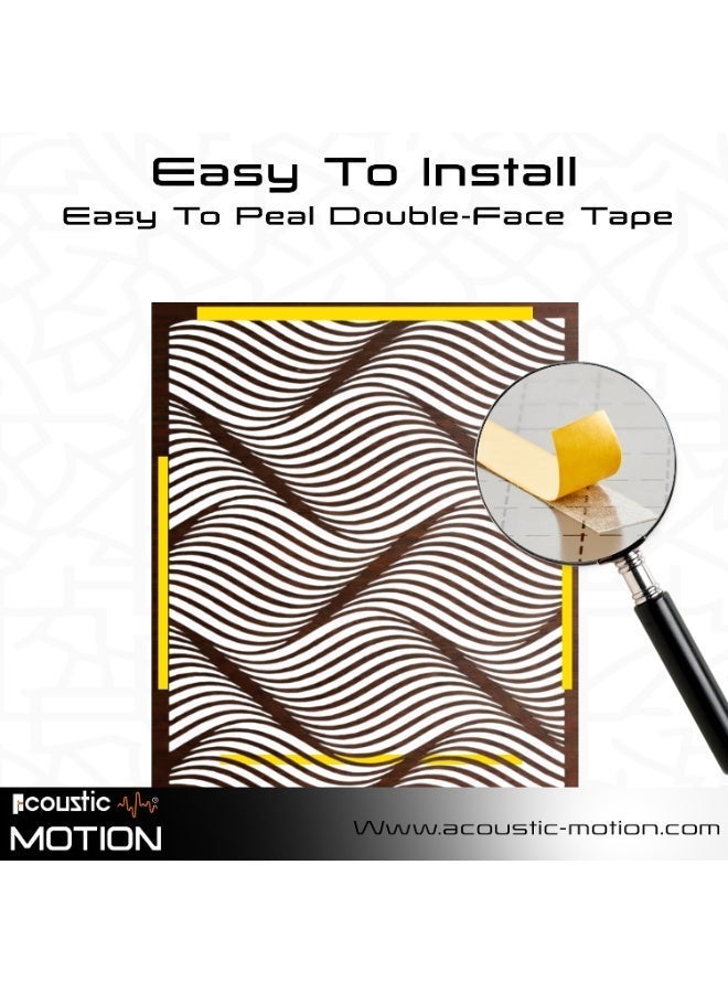 ACOUSTIC MOTION® Wooden MDF Wall Art Decor Panels, VISUALNOISE Design with Double-Face Tape, Modern  darker brown  Wall Hanging for Home, Living Room, Bedroom, Office & Hotel, 25×50×0.5 cm, 4-Piece Set - Image 4